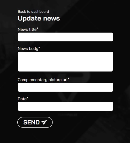 CMS form to update news